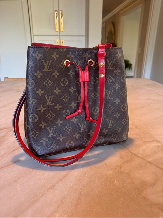 Louis Vuitton Handbags - Louis Vuitton Monogram NeoNoe MM Bag with Red Trim and Strap